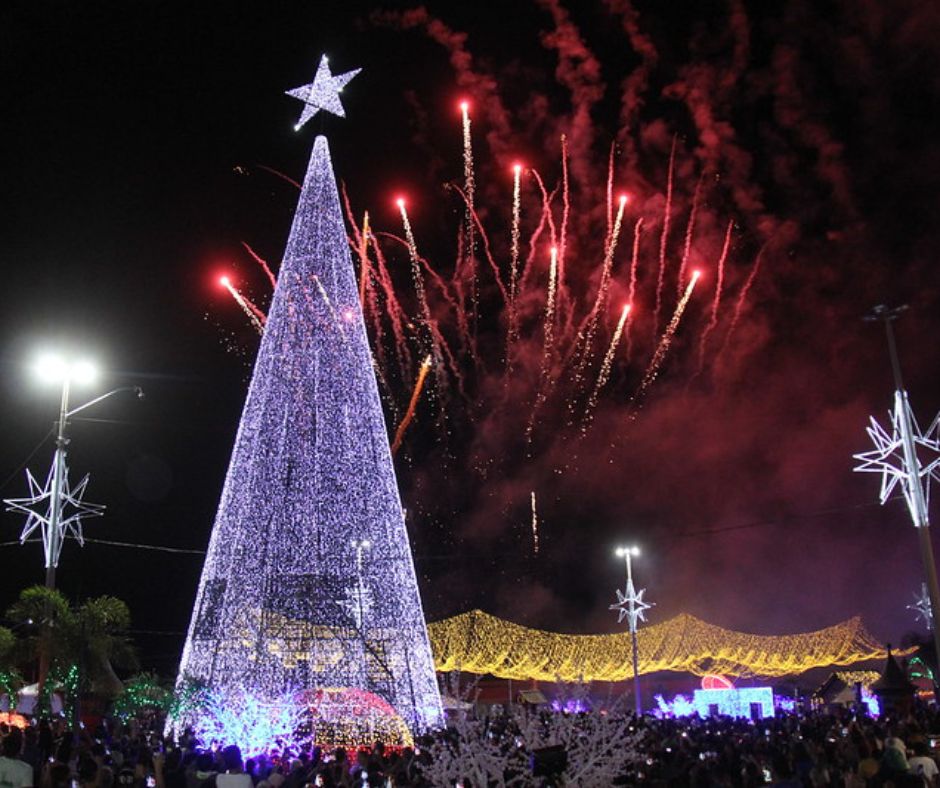 Maior árvore de Natal do entorno e Brasília é inaugurada em Águas Lindas de  Goiás
