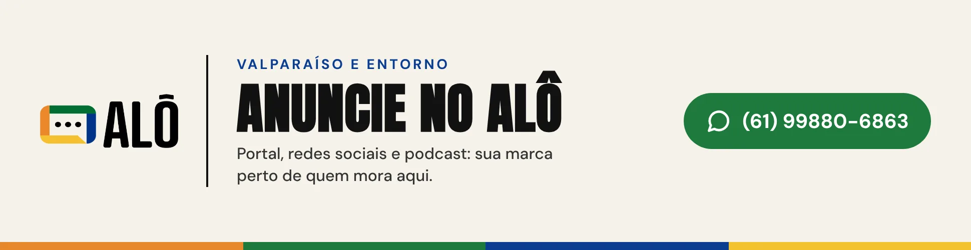 Anuncie no Alô: fale pelo WhatsApp (61) 99880-6863